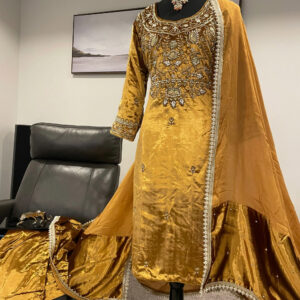 Mustard Gold Embroidered Traditional Ensemble