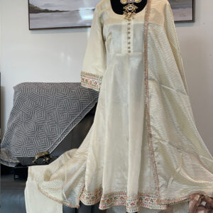 Royal Cream Punjabi Suit with Embroidered Borders